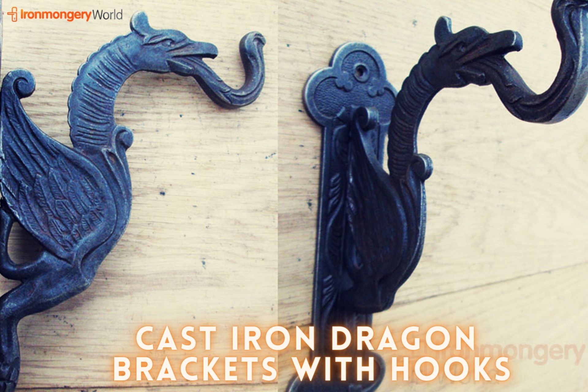 CAST IRON DRAGON BRACKETS WITH HOOKS