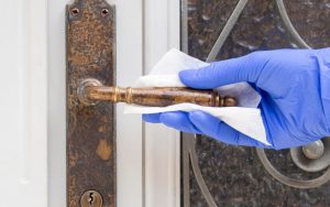 Clean brass door handle
