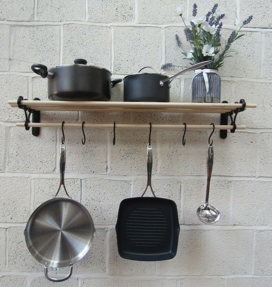 Vintage old antique country style Kitchen Shelf Rack Pot Pan Rack ...