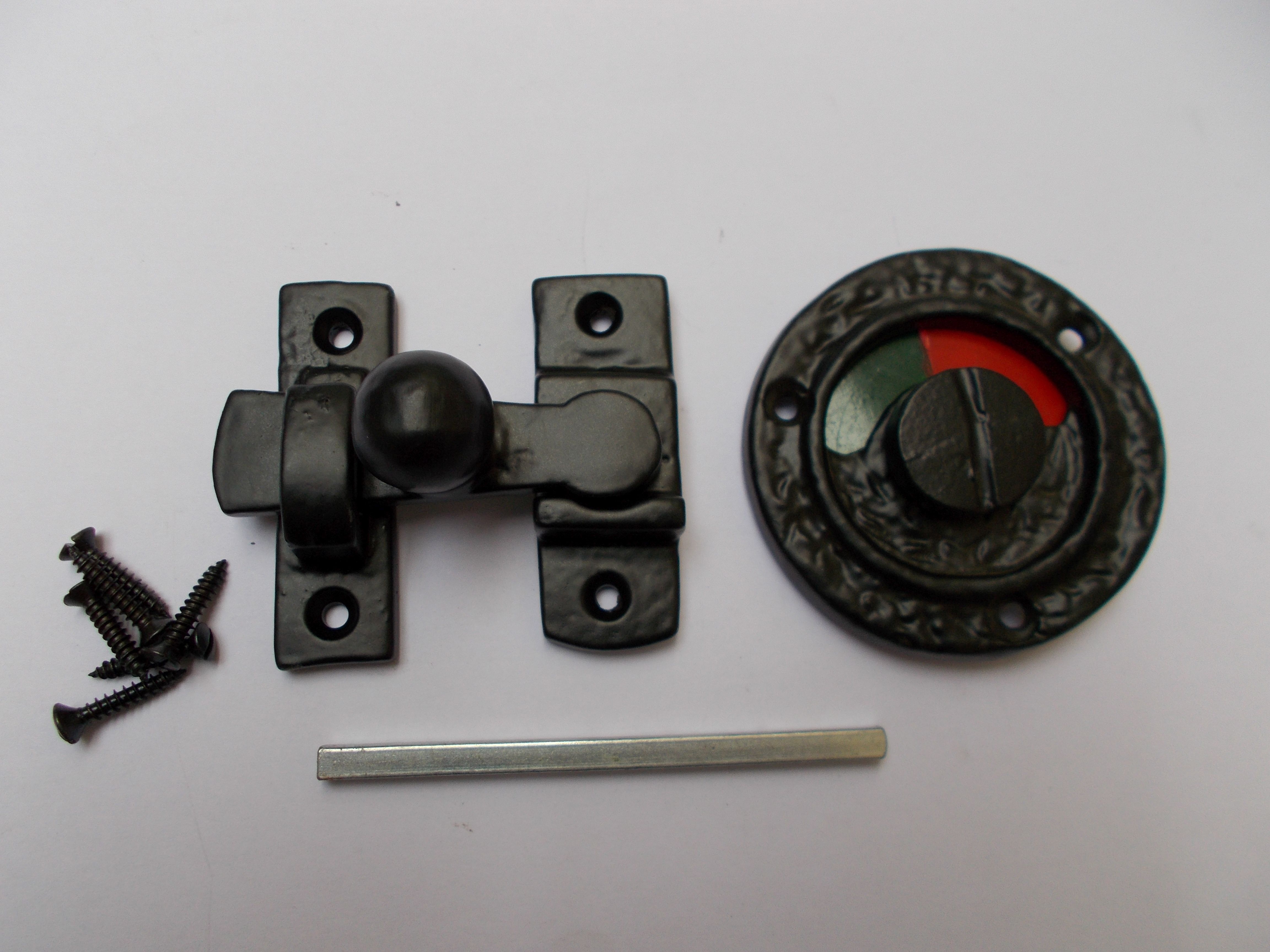 Bathroom Door Indicator Bolt Black Antique Tudor Gothic | Ironmongery World