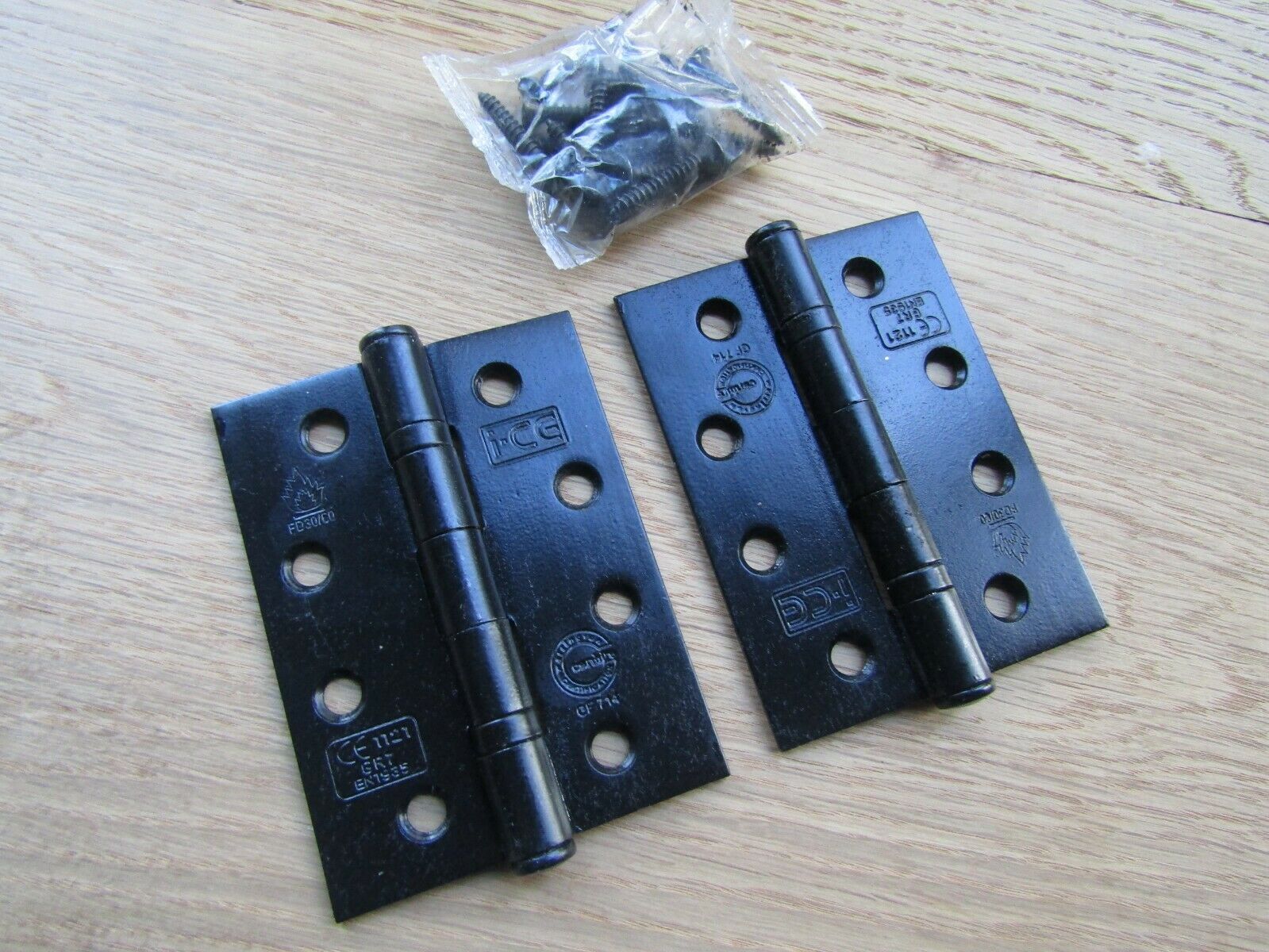 Pair Of CE7 Fire Rated Butt Hinges Black Ironmongery World