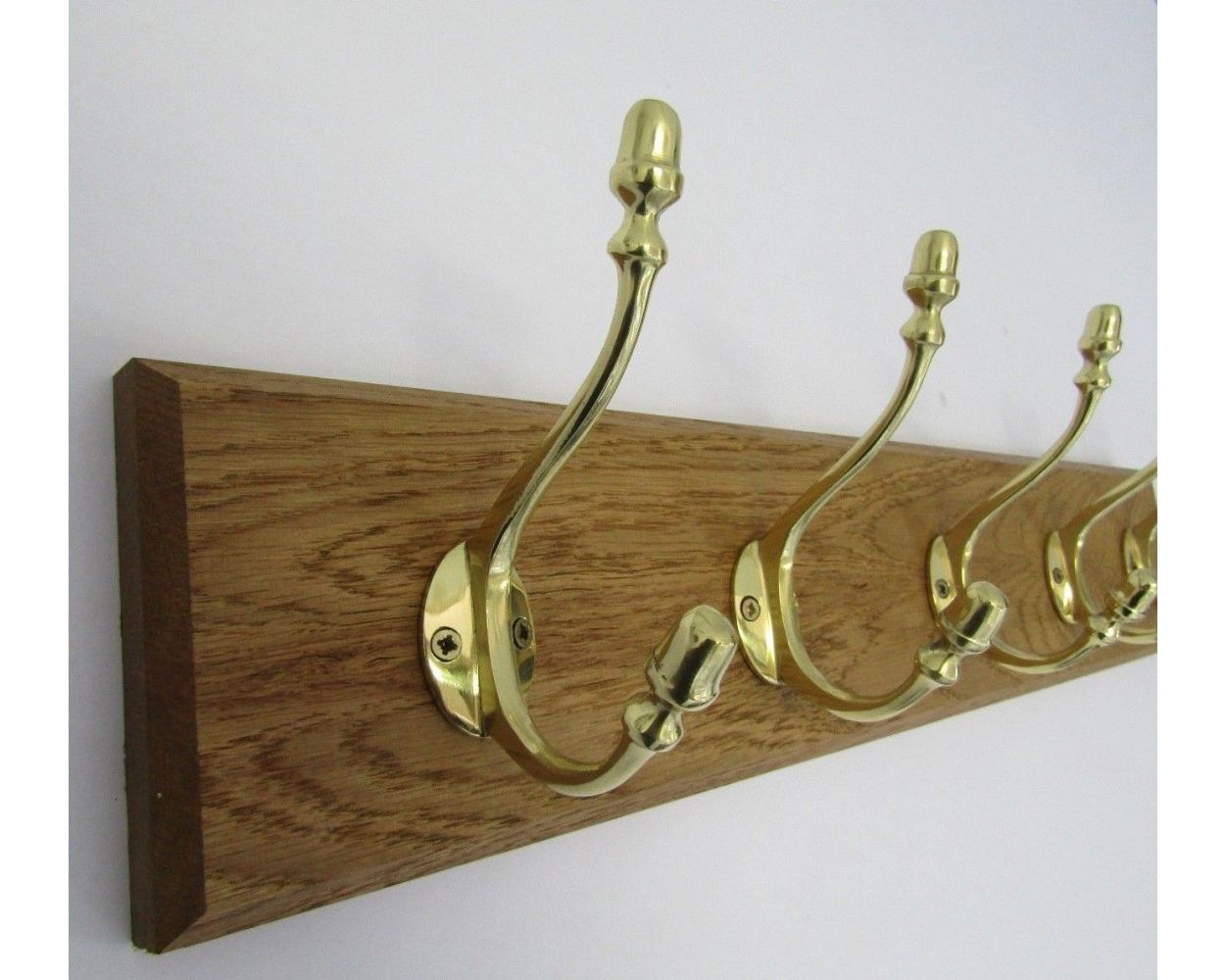 Polished Brass Acorn Coat Hook Rail by Ironmongery World