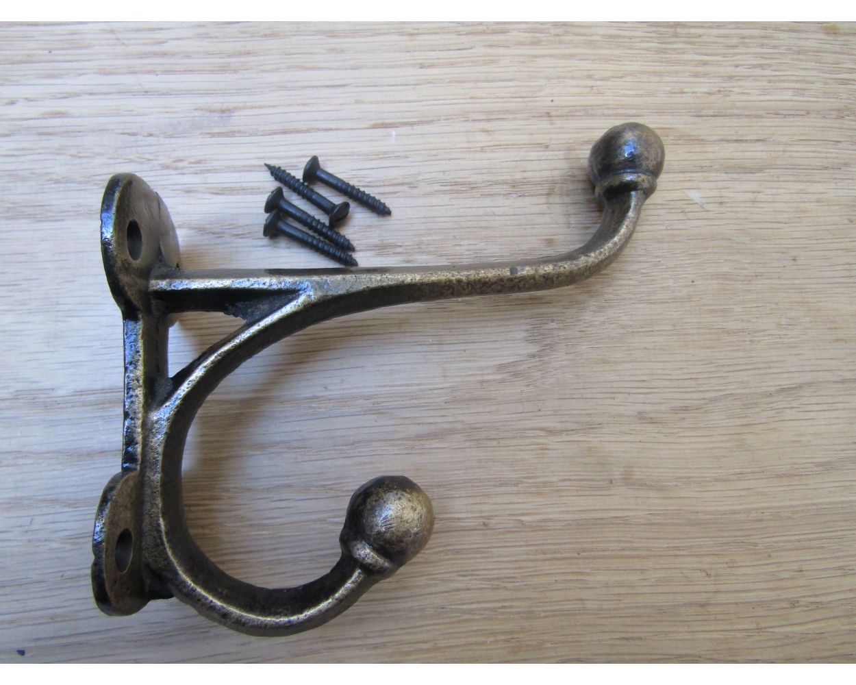 Pack of 5 Ball Tip Hall Stand Coat Hooks Antique Brass by Ironmongery World