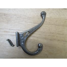 ART NOUVEAU Ornate decorative Rustic Cast iron Robe Hat and coat hooks vintage old English Victorian retro pegs Antique iron