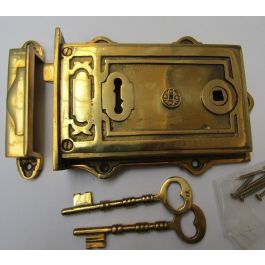 Solid Brass Davenport Left Hand Rim Lock Polished Brass | Rim Locks ...