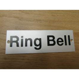 Ring Panel Sign Ring Bell Door Sign Plaque Rectangular Satin Aluminium | Ironmongery World