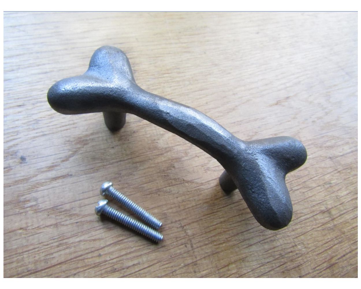 Small Cast Iron DOG BONE Drawer Door Pull Handle Vintage Style