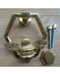 Solid Brass Octagonal Bumble Bee Door Knocker Polished Brass