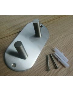 Satin Stainless Steel Double Peg Horizontal on Plate