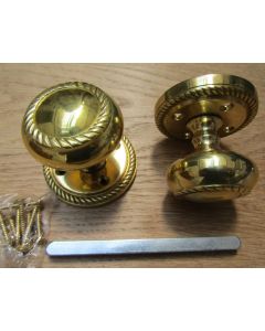 Mortice Door knob Polished Brass Georgian 