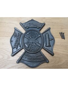 Cast Iron Fireman Emblem Plaque