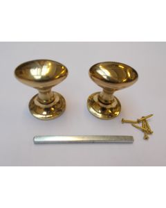 Mortice Door knob Polished Brass Oval 