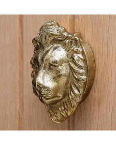 Cast Iron Metallic Lion Head Door Knocker Gold