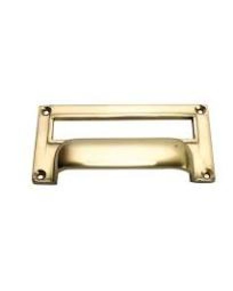 4-inch Victorian Filing Cabinet Card Holder - Polished Brass